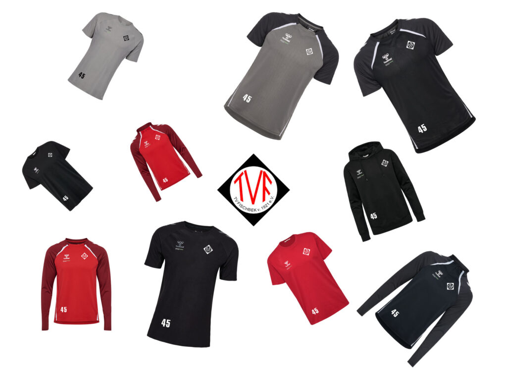 TVF Wappen mit einigen angebotenen Kleidungsstücken
